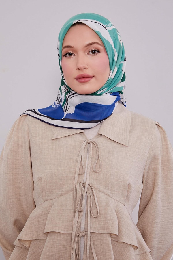 LevidorLacivert Soyut Desen Soft Eşarp