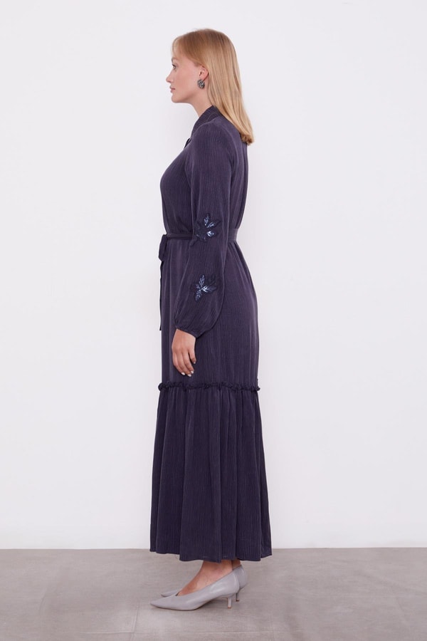 LevidorLacivert Taş İşleme Detaylı Cupra Elbise