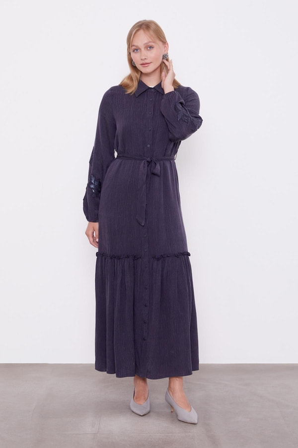 LevidorLacivert Taş İşleme Detaylı Cupra Elbise