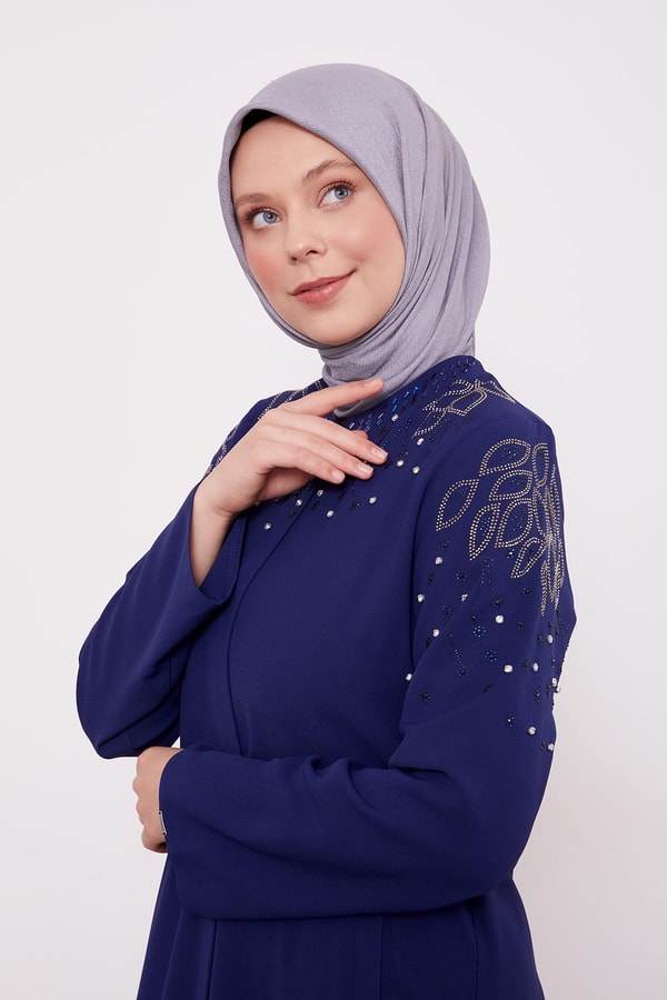 LevidorLacivert Taş İşlemeli Ferace