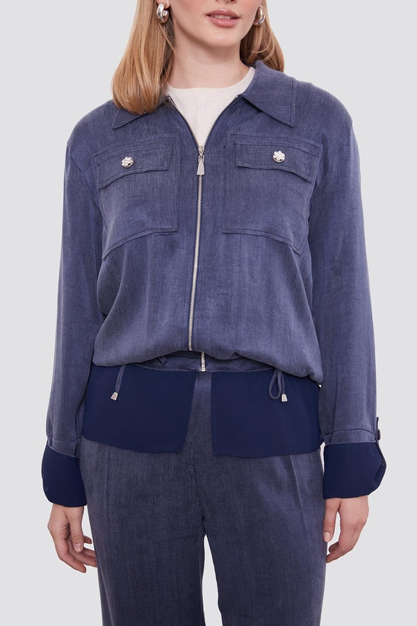 LevidorLacivert Tül Manşet Detaylı Cupra İkili Takım