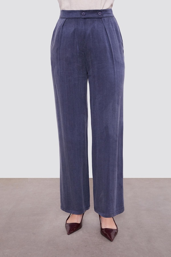 LevidorLacivert Tül Manşet Detaylı Cupra İkili Takım