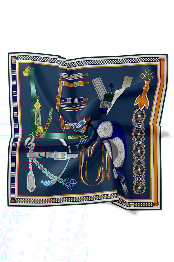 LevidorLacivert Twill İpek Eşarp Lunera Koleksiyonu