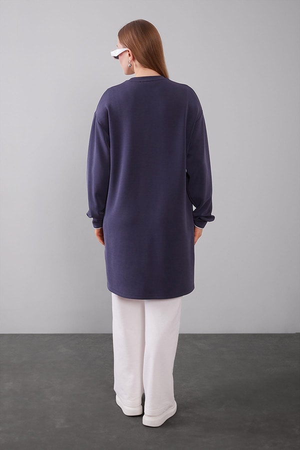 LevidorLacivert Üç Boyutlu Gül Detaylı Sweat