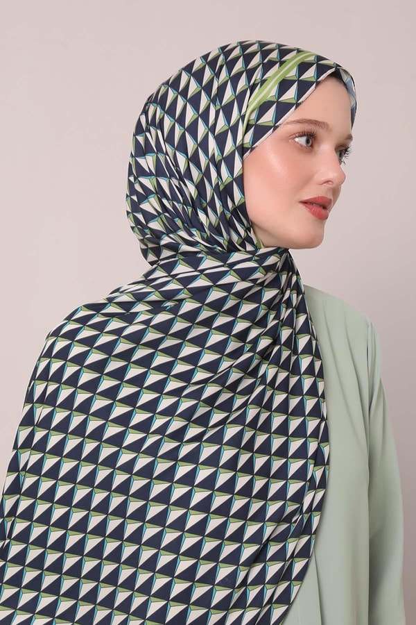 LevidorLacivert Üçgen Desen Club Şal