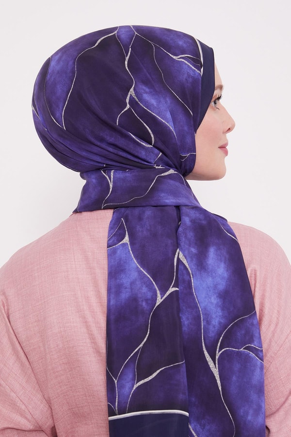 LevidorLacivert Varak Desen Moda Şal