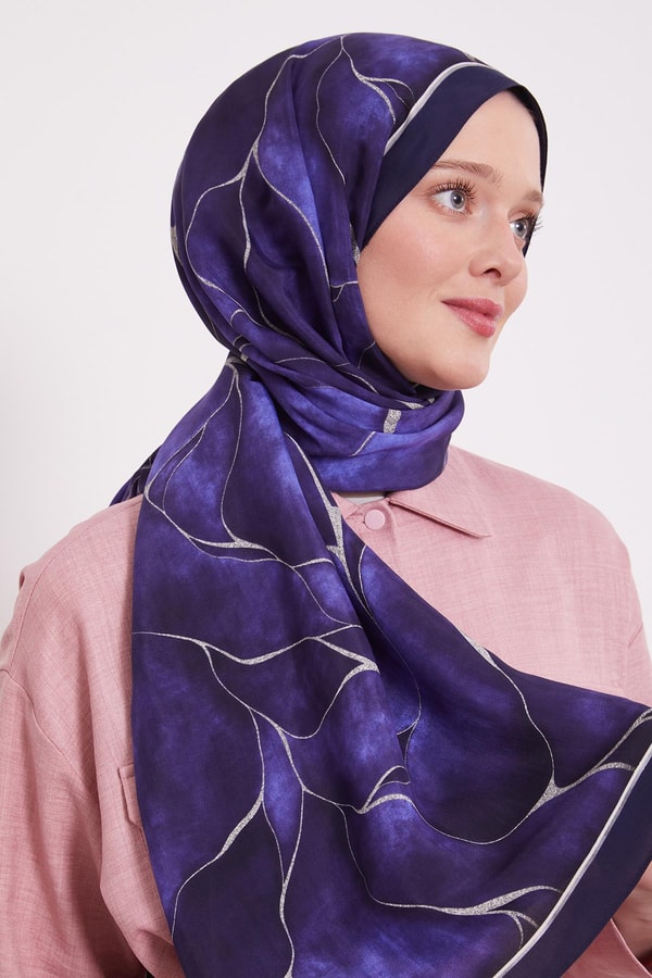 LevidorLacivert Varak Desen Moda Şal