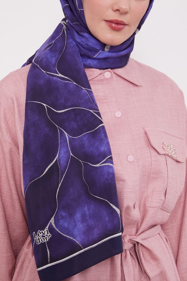 LevidorLacivert Varak Desen Moda Şal