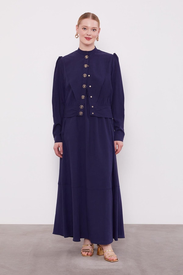 LevidorLacivert Vatkalı Cupra Ceket Takım