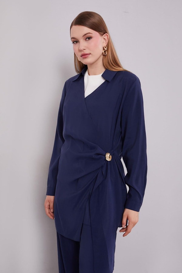 LevidorLacivert Yan Aksesuar Bağlamalı İkili Takım