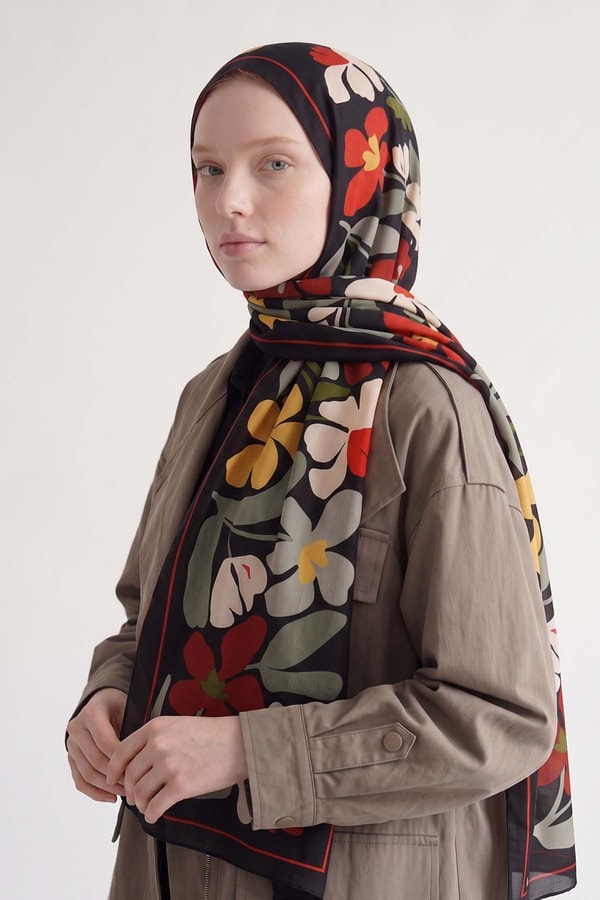 LevidorLale Desen Olere Şal Siyah