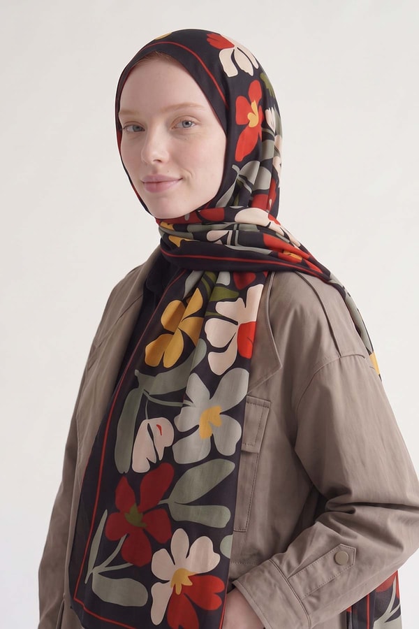 LevidorLale Desen Olere Şal Siyah