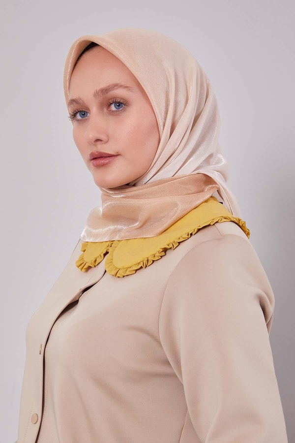 LevidorLatte Çift Renk Kehribar Eşarp