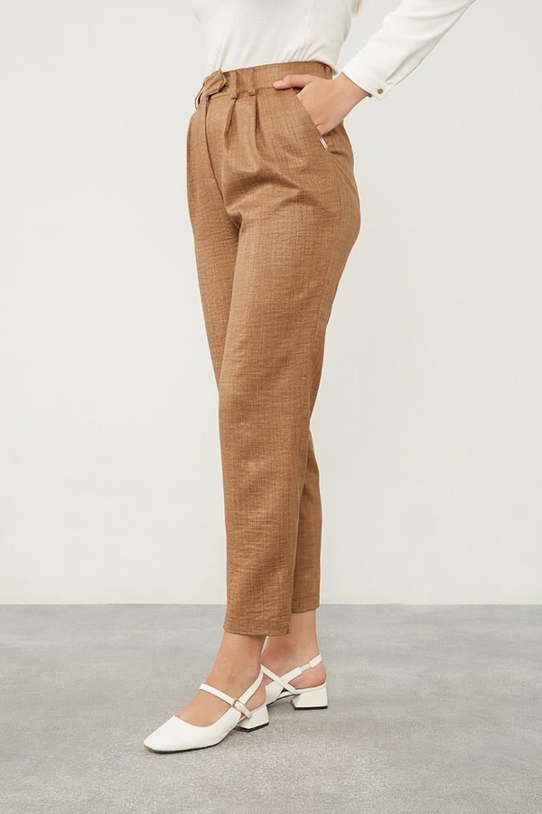 LevidorLatte Keten Kumaş Havuç Pantolon