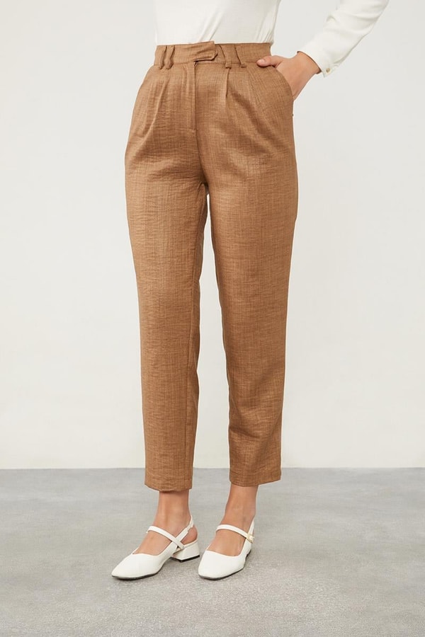 LevidorLatte Keten Kumaş Havuç Pantolon