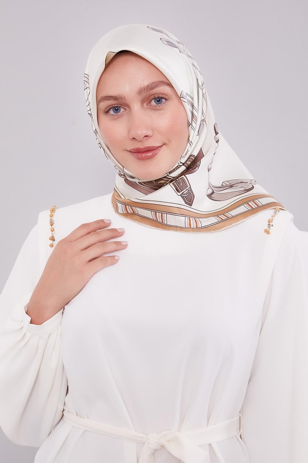 LevidorLatte Twill İpek Eşarp Lunera Koleksiyonu