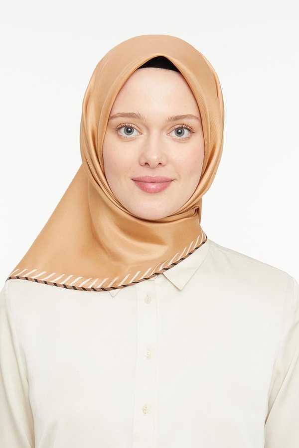 LevidorLatte Twill Saf İpek Eşarp