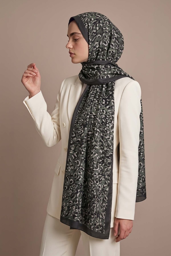 LevidorLeopar Dokulu Sport Şal Mint Yeşili