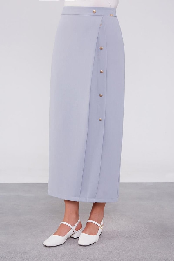 LevidorLevidor A.Gri Düğme Detaylı Etek