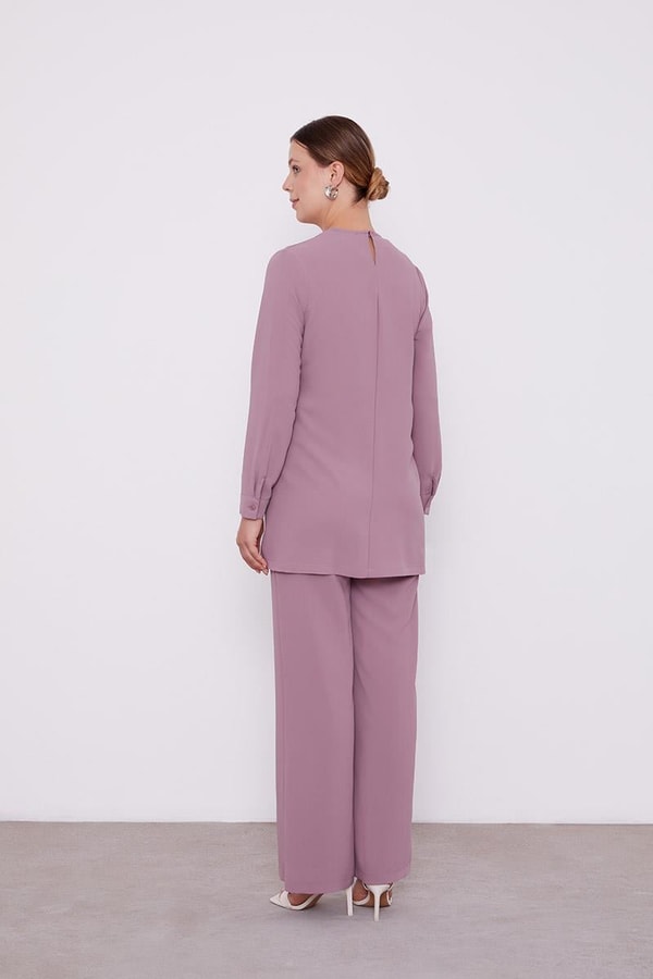 LevidorLevidor A.Lila Şifon Detaylı Tunik Takım