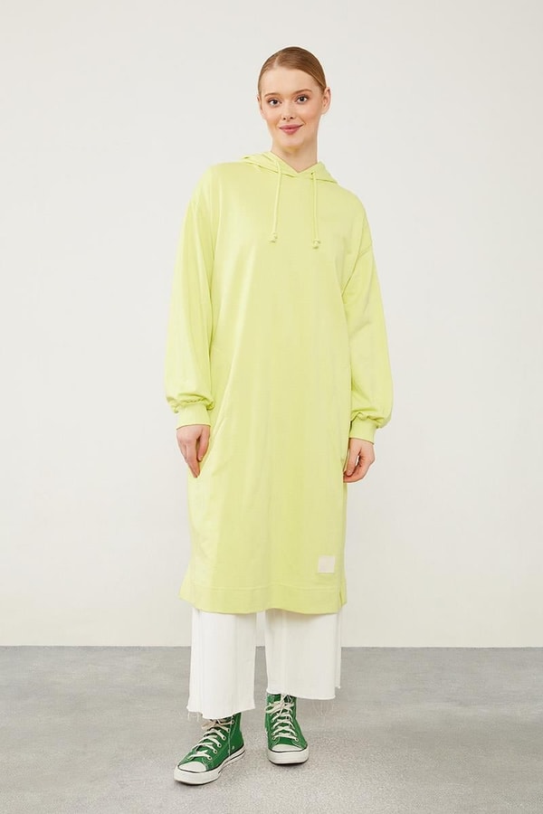 LevidorLevidor A.Yeşil Kapüşonlu Gizli Cepli Uzun Swaet