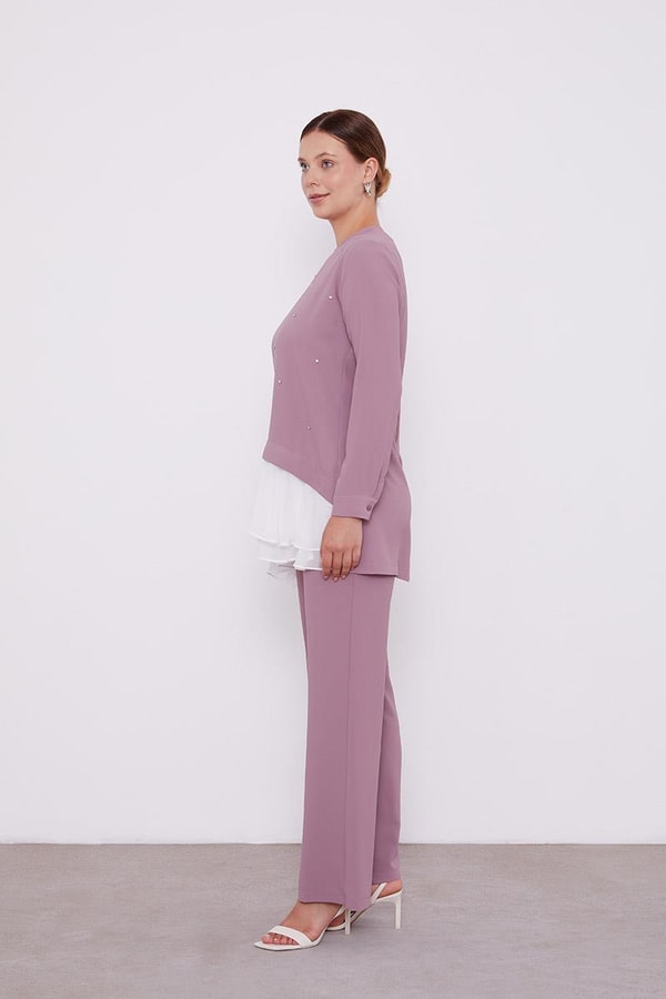 LevidorLevidor A.Lila Şifon Detaylı Tunik Takım