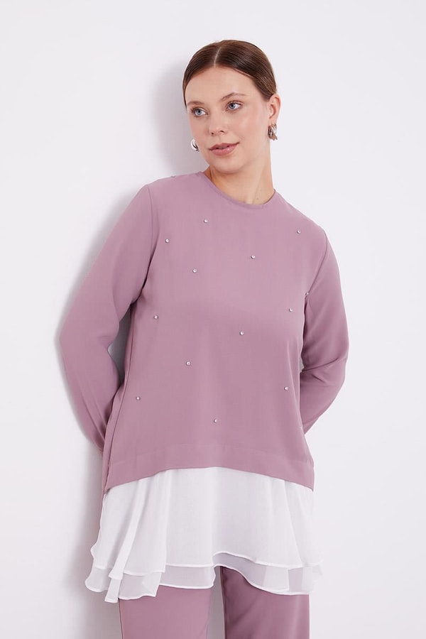 LevidorLevidor A.Lila Şifon Detaylı Tunik Takım