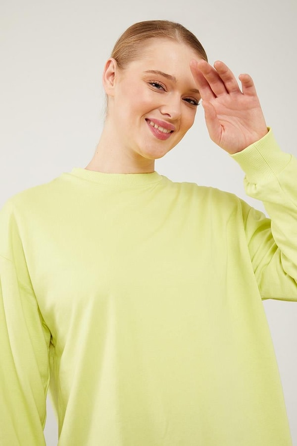 LevidorLevidor A.Yeşil Bisiklet Yaka Ribanalı Basic Sweat