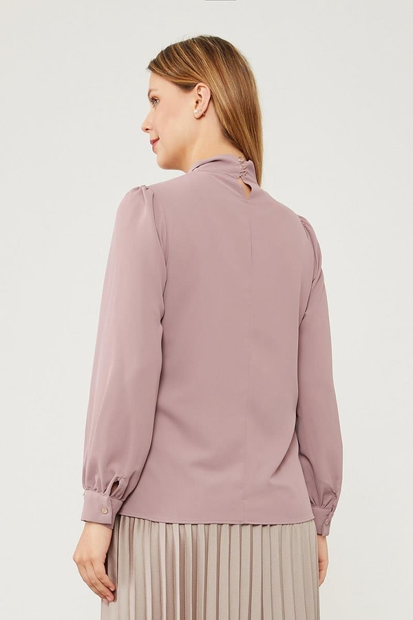 LevidorLevidor A.Lila Kendinden Fular Bağlamalı Şifon Gömlek