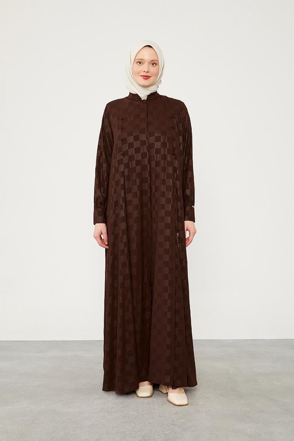 LevidorLevidor Acı Kahve Dama Desen Ferace