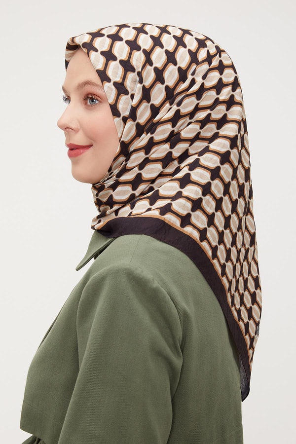 LevidorLevidor Acı Kahve Elips Desen Modal İpek Eşarp