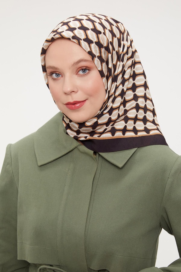 LevidorLevidor Acı Kahve Elips Desen Modal İpek Eşarp