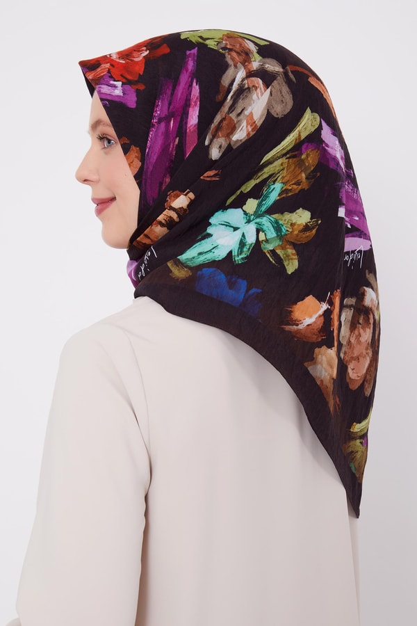 LevidorLevidor Acı Kahve Soyut Desen Modal İpek Eşarp