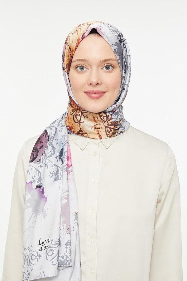LevidorLevidor Açık Gri Batik Görünümlü Twill Şal