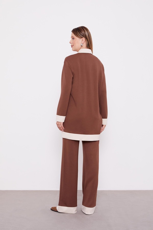 LevidorLevidor ACIKAHVE-KREM Düğme Detaylı Pantolon Takım