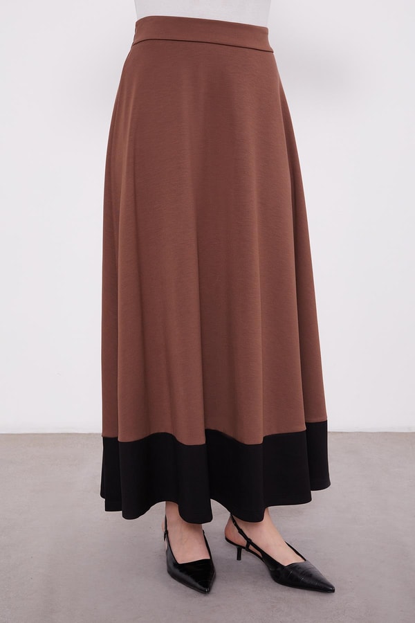 LevidorLevidor ACIKAHVE-SİYAH Gömlek Yaka Çıtçıtlı Penye Etekli Takım