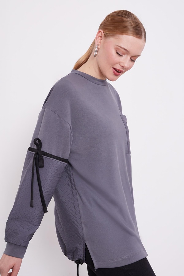 LevidorLevidor Antrasit Kapitone Detaylı Sweat