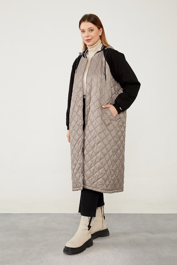 LevidorLevidor Antrasit Kapitone Fermuar Kapamalı Kap