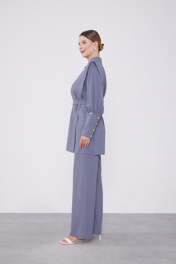 LevidorLevidor Antrasit Kemer Detaylı Şifon İkili Takım