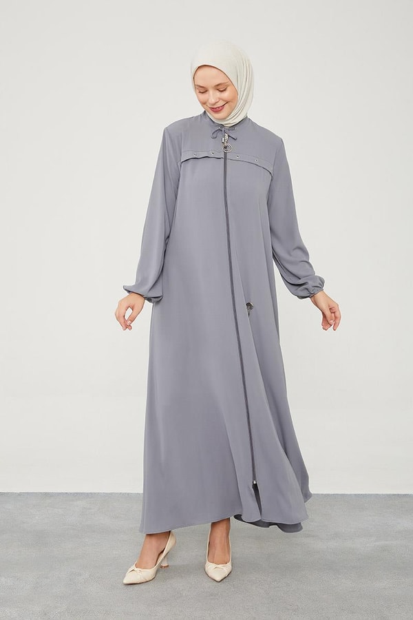 LevidorLevidor Antrasit Kuş Gözü Detaylı Ferace