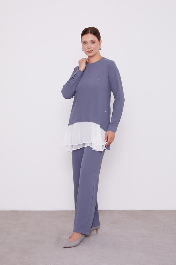 LevidorLevidor Antrasit Şifon Detaylı Tunik Takım