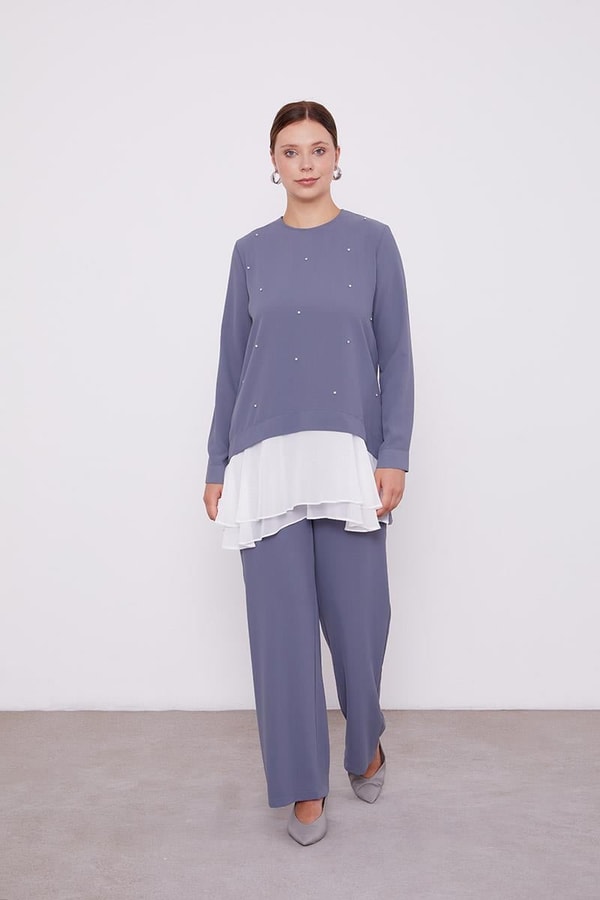 LevidorLevidor Antrasit Şifon Detaylı Tunik Takım