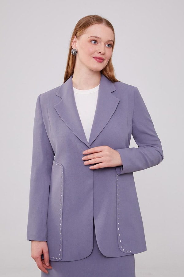 LevidorLevidor Antrasit Taş Detaylı Ceket Takım