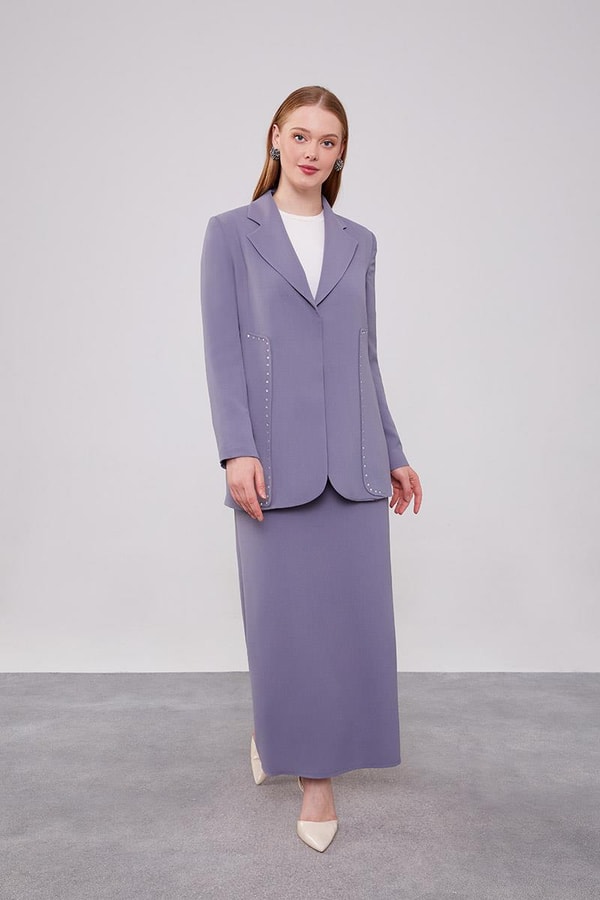 LevidorLevidor Antrasit Taş Detaylı Ceket Takım