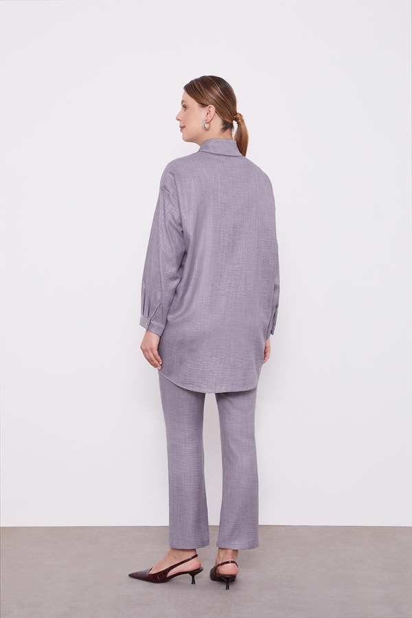 LevidorLevidor Antrasit Taş İşlemeli Melanj Gömlek İkili Takım