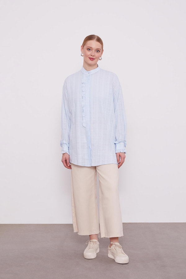 LevidorLevidor Bebe Mavisi Patı Fırfırlı Gömlek