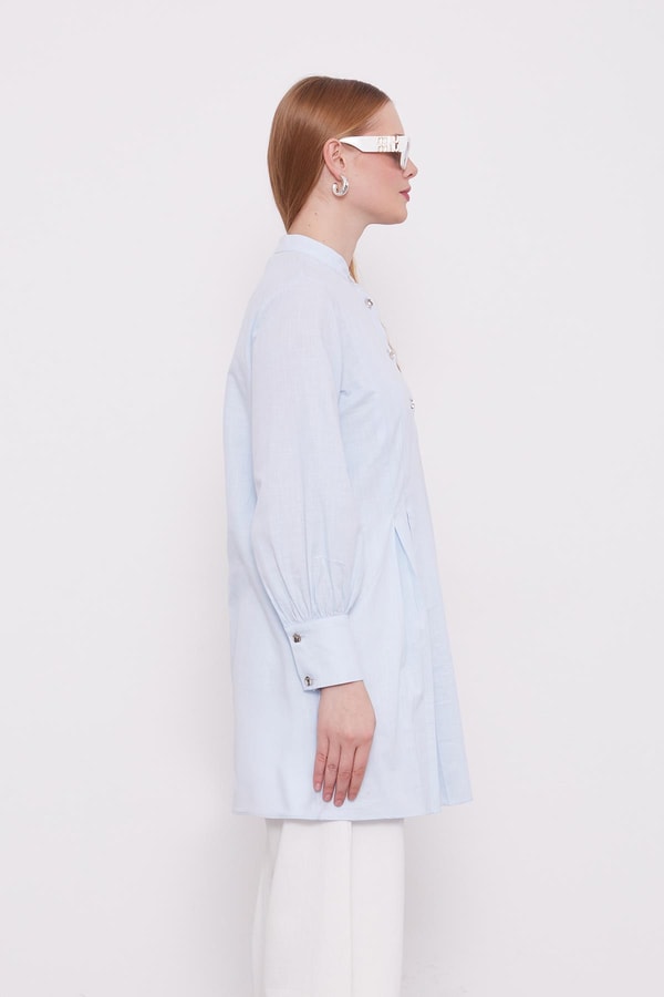 LevidorLevidor Bebe Mavisi Piliseli Melanj Gömlek