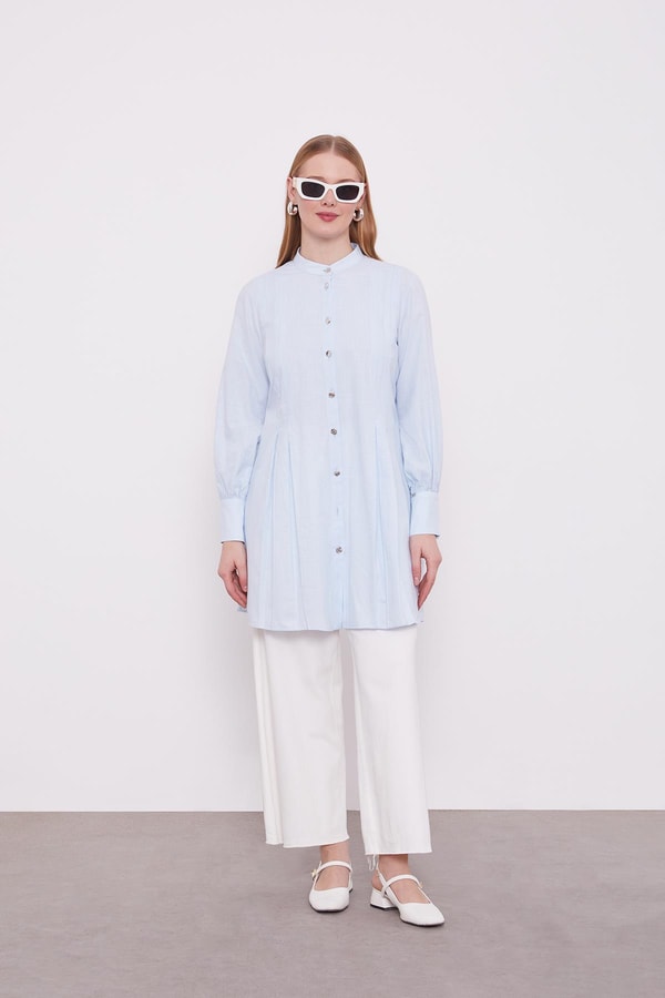 LevidorLevidor Bebe Mavisi Piliseli Melanj Gömlek