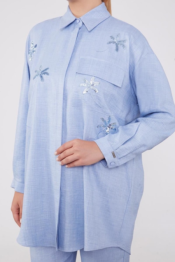 LevidorLevidor Bebe Mavisi Pul İşlemeli Gölek Yaka İkili Takım