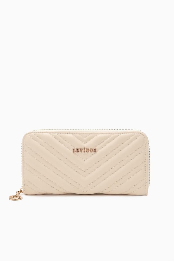 LevidorLevidor Bej Çapraz Askılı Mini Kapitone Cüzdan